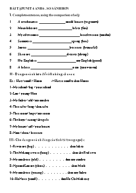 Bài tập Unit 4 môn Tiếng Anh Lớp 6 (Thí điểm)
